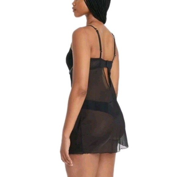 Auden Intimates Womens XS Mesh Rhinestone Bling Lingerie Dress Stretchy Black - Picture 3 of 9